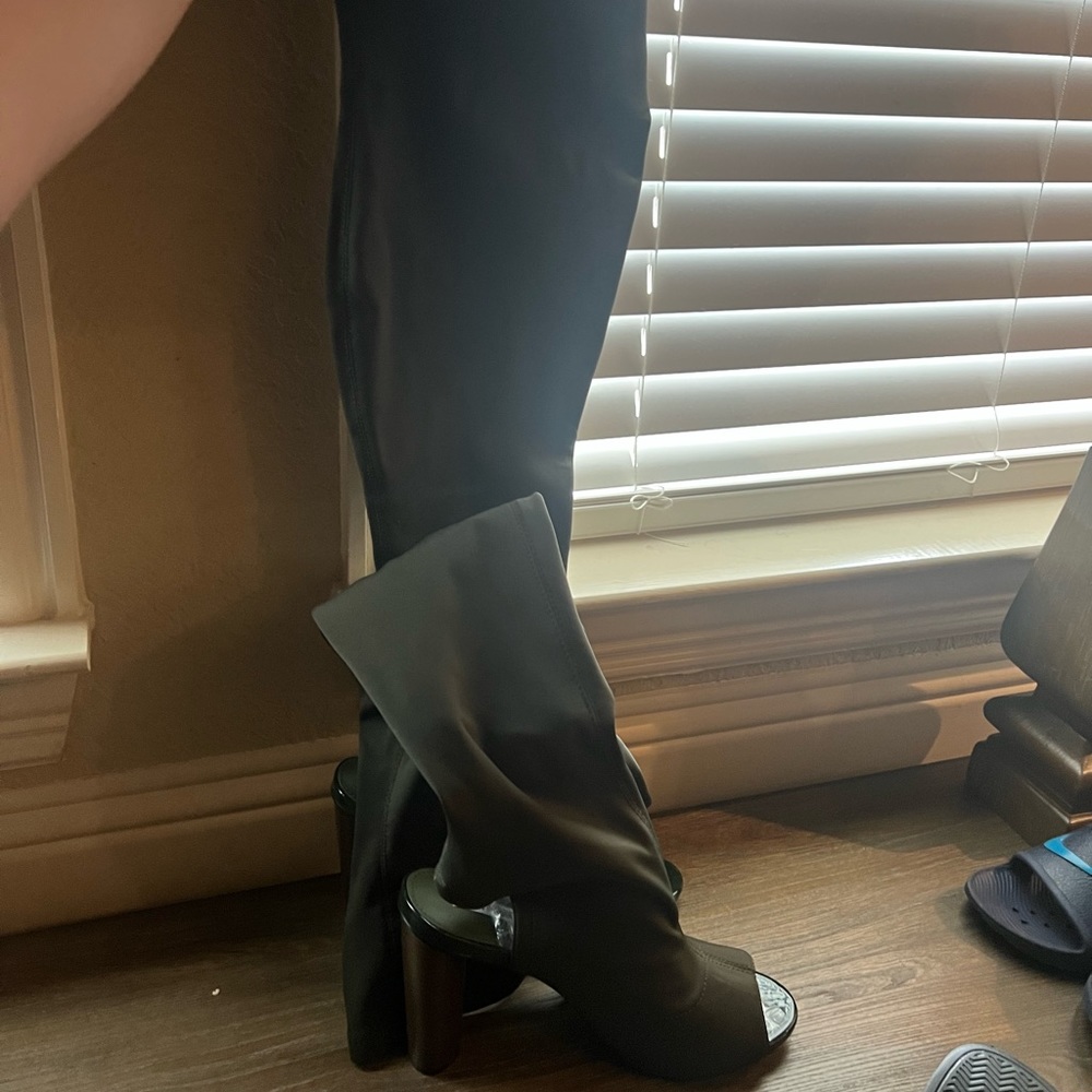 Open toe thigh high boots for well!
